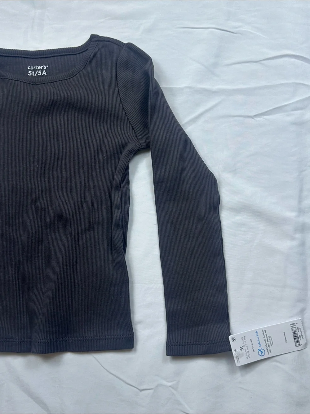 NWT Carter's Black Ribbed Crewneck Long Sleeve T-Shirt Girls 5T